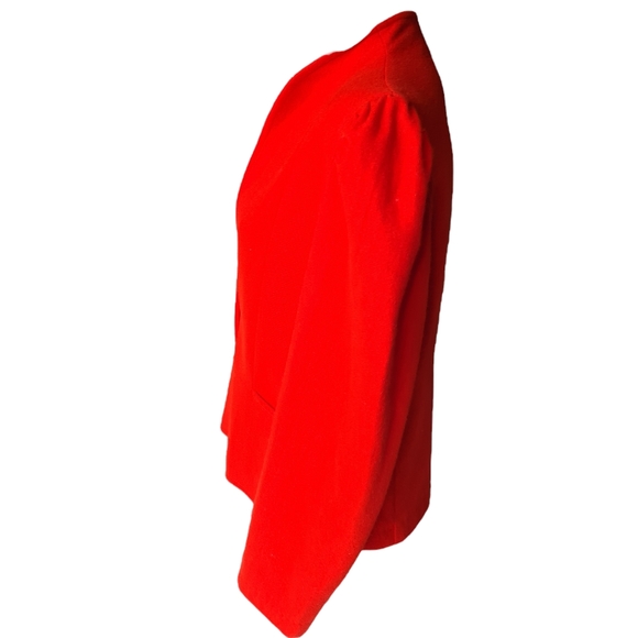 VINTAGE 80s Wool Blend 12 Red Elegant Coat Jacket - Picture 4 of 16